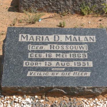 MALAN Maria D. nee ROSSOUW 1869-1951