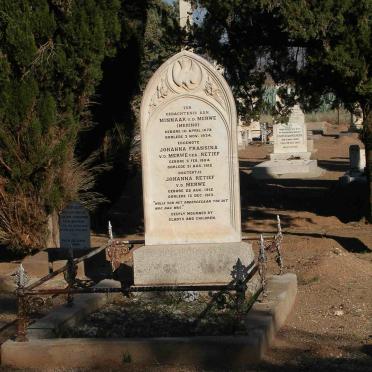 MERWE Minnaar, v.d. 1878-1934 &amp; Johanna Fransina RETIEF 1884-1912 :: V.D. MERWE Johanna Retief 1912-1913