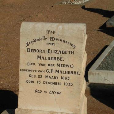 MALHERBE Debora Elizabeth nee VAN DER MERWE 1863-1935