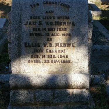 MERWE Jan S., v.d. 1838-1922 &amp; Ellie ERLANK 1843-190?