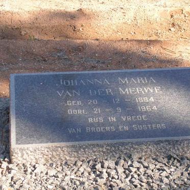 MERWE Johanna Maria, van der 1884-1964