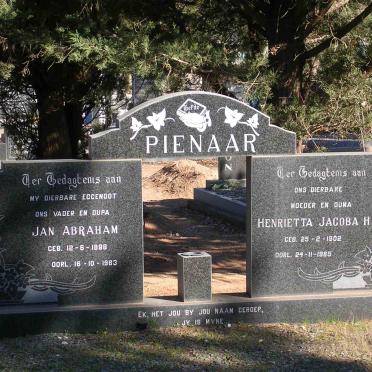 PIENAAR Jan Abraham 1898-1983 &amp; Henrietta Jacoba H. 1902-1985