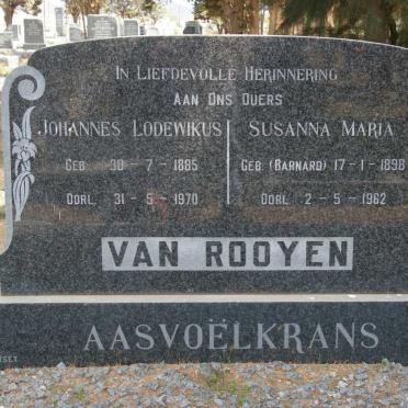 ROOYEN Johannes Lodewikus, van 1885-1970 &amp; Susanna Maria BARNARD 1898-1962 