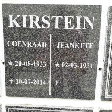 KIRSTEIN Coenraad 1933-2014 &amp; Jeanette 1931-