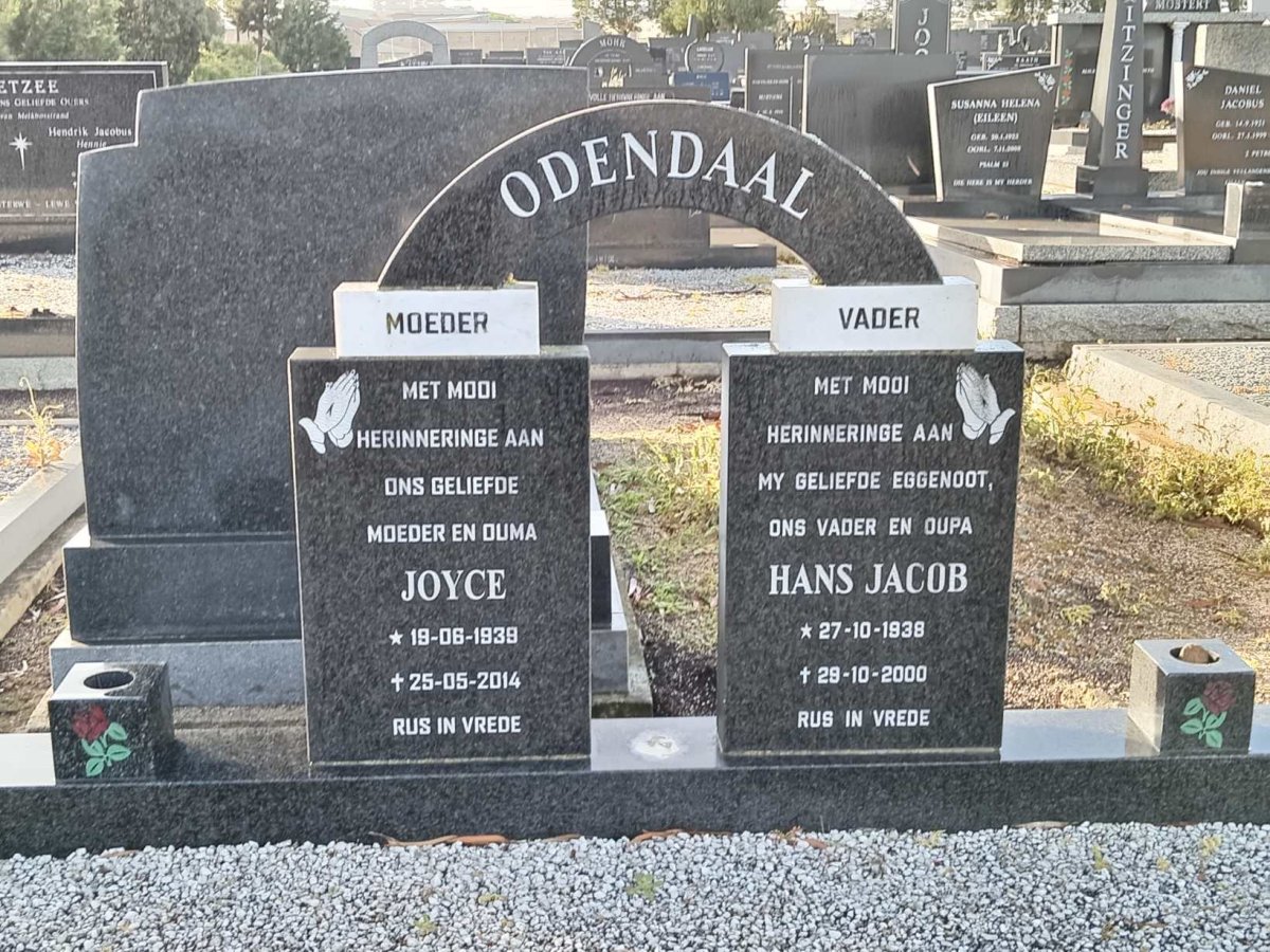 ODENDAAL Hans Jacob 1938-2000 &amp; Joyce 1939-2014