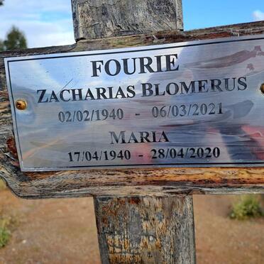 FOURIE Zacharias Blomerus 1940-2021 &amp; Maria 1940-2020