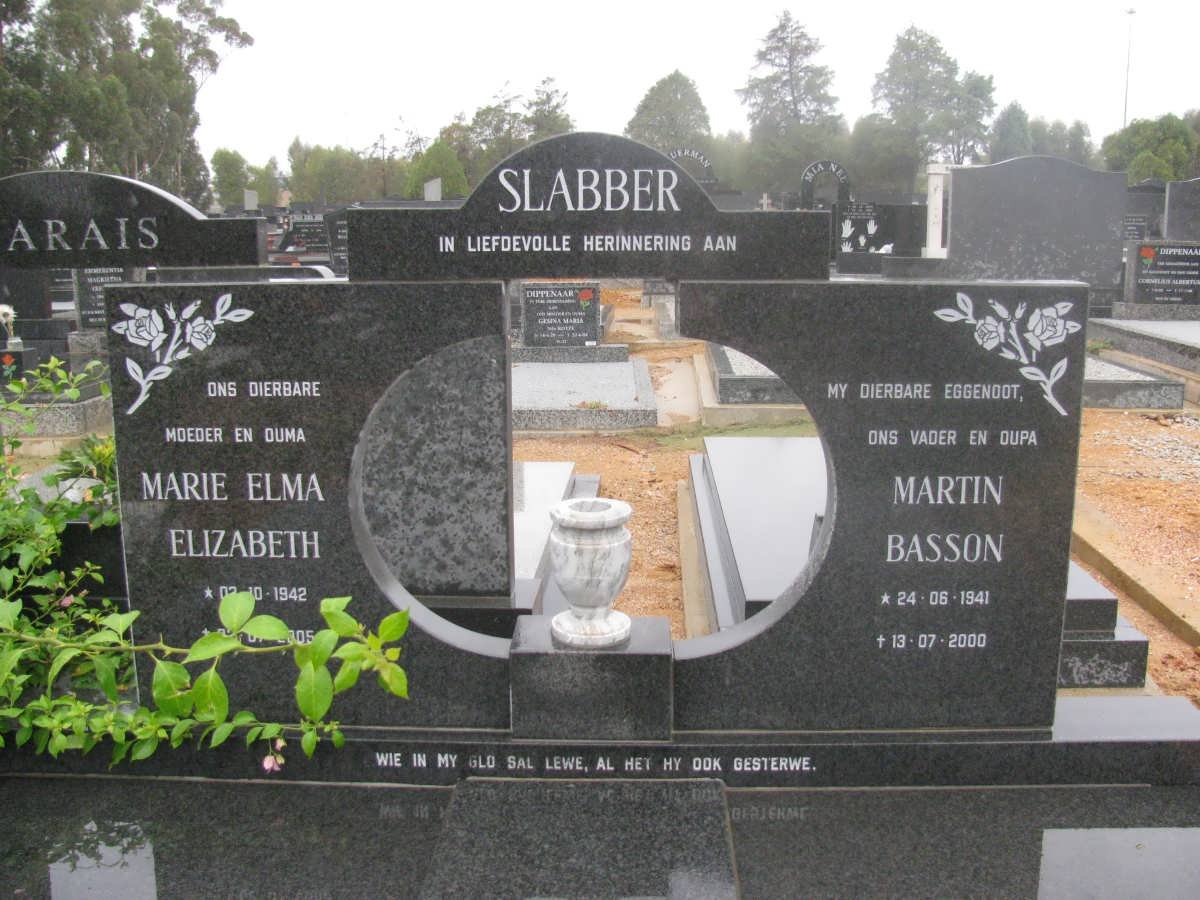 SLABBER Martin Basson 1941-2000 &amp; Marie Elma Elizabeth 1942-2005