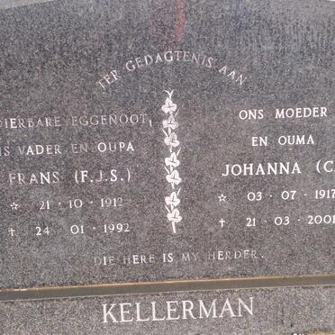 KELLERMAN F.J.S. 1912-1992 &amp; Johanna C. 1917-2001