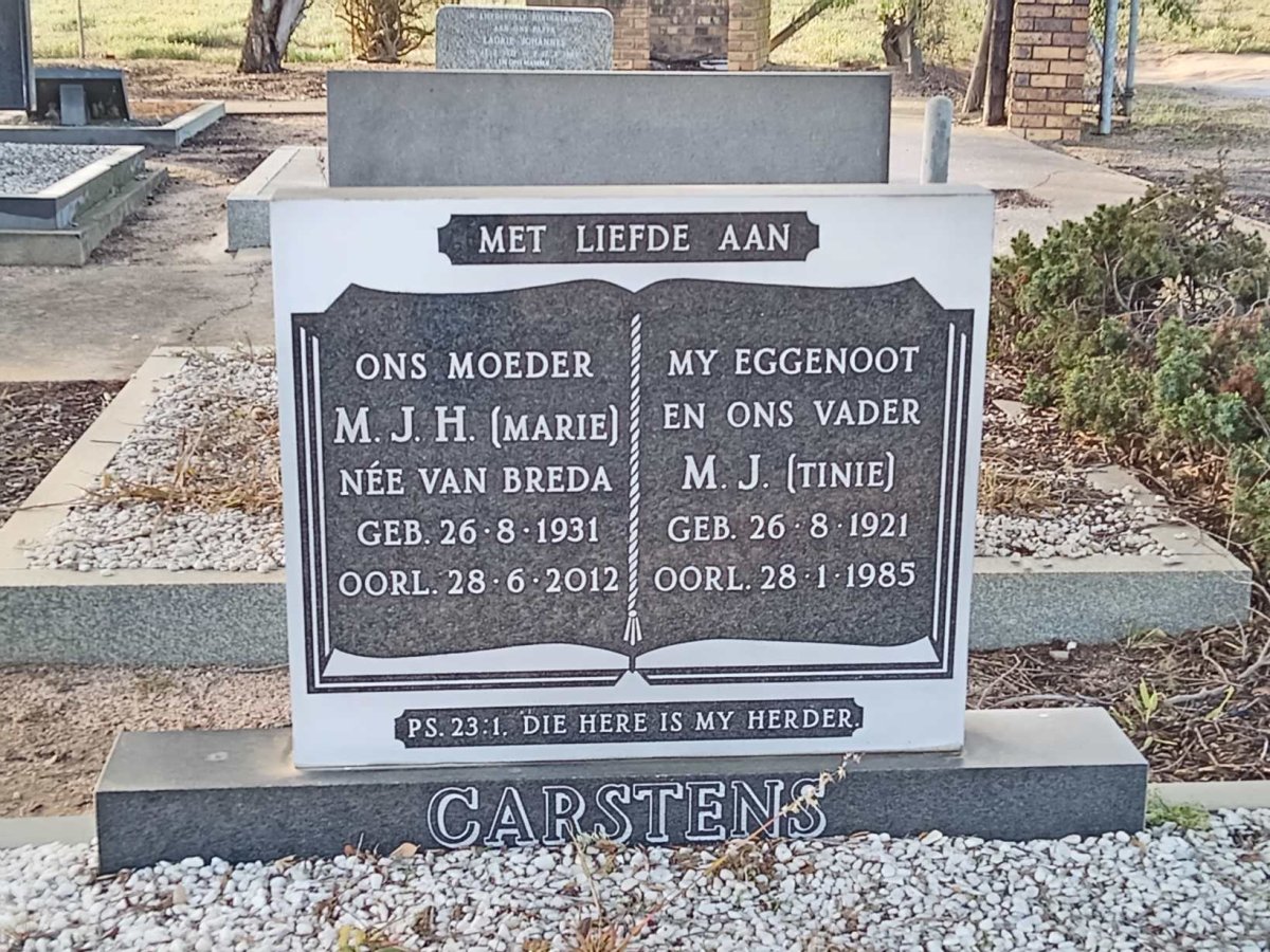 CARSTENS M.J. 1921-1985 &amp; M.J.H. VAN BREDA 1931-2012