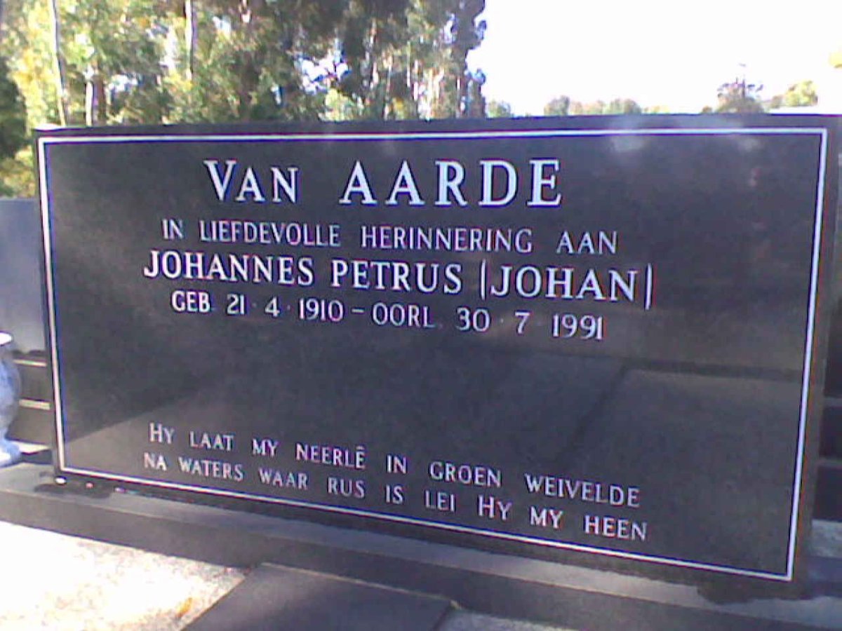 AARDE Johannes Petrus, van 1910-1991