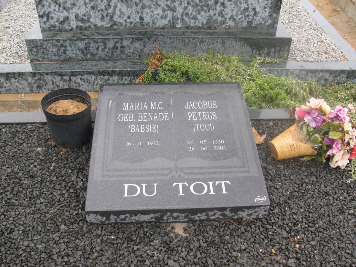 TOIT Jacobus Petrus, du 1930-2003 &amp; Maria M.C. BENADIE 1932-