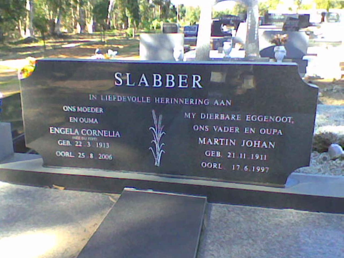 SLABBER Martin Johan 1911-1997 &amp; Engela Cornelia DU TOIT 1913-2006