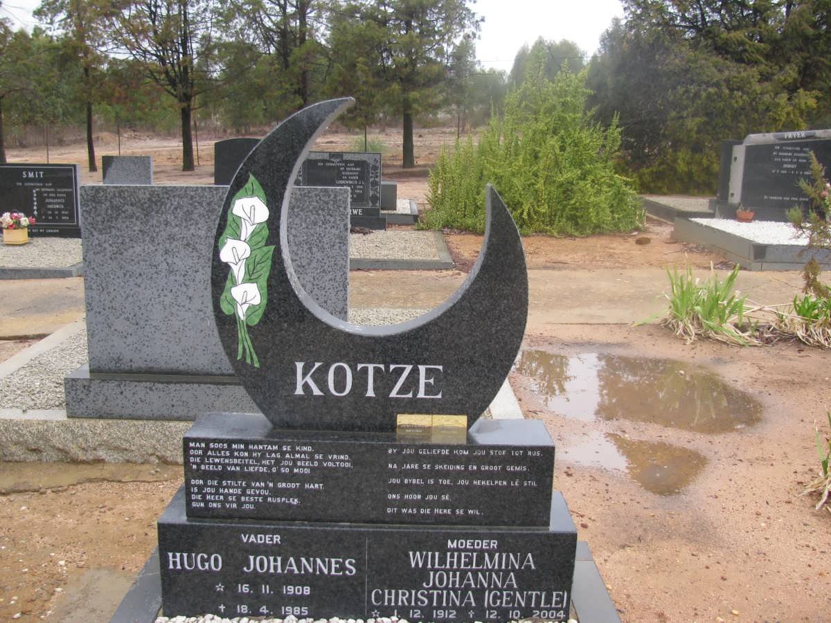 KOTZE Hugo Johannes 1908-1985 &amp; Wilhelmina Johanna Christina GENTLE 1912-2004