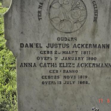 ACKERMANN Daniel Justus 1811-1890 &amp; Anna Catharina Elizabeth ACKERMANN nee BASSON 1819-1862