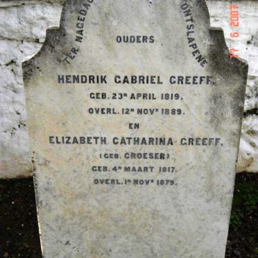 GREEFF Hendrik Gabriel 1819-1889 &amp; Elizabeth Catharina CROESER 1817-1879