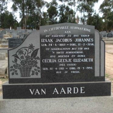 AARDE Izaak Jacobus Johannes, van 1882-1958 &amp; Cecilia Geesje Elizabeth VISSER 1912-1992