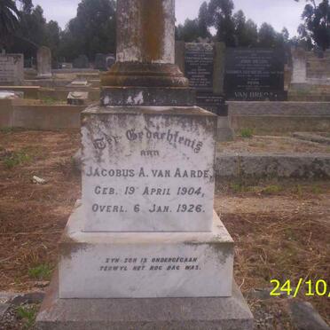 AARDE Jacobus A., van 1904-1926