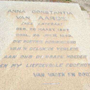 AARDE Anna Constantia, van nee LATEGAN 1897-1943