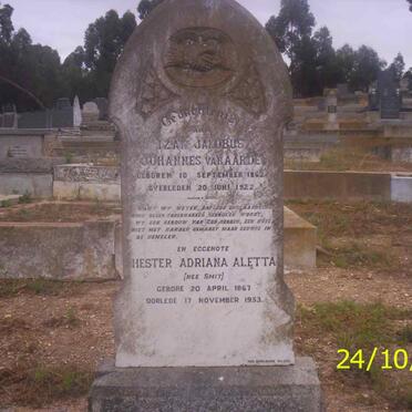 AARDE Izak Jacobus Johannes, van 1862-1922 &amp; Hester Adriana Aletta  SMIT 1867-1953