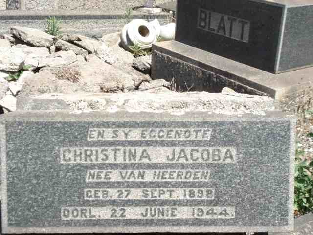 BLATT Christina Jacoba nee VAN HEERDEN 1898-1944