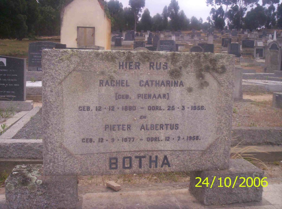 BOTHA Pieter Albertus 1877-1958 &amp; Rachel Catharina PIENAAR 1880-1956