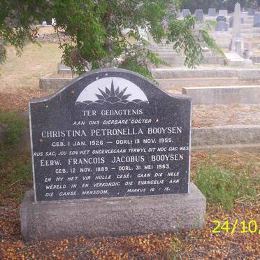 BOOYSEN Francois Jacobus 1889-1963 :: BOOYSEN Christina Petronella 1926-1955