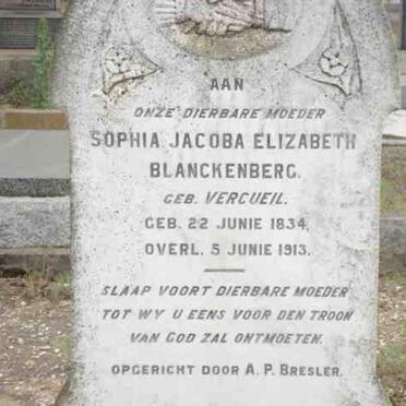 BLANCKENBERG Sophia Jacoba Elizabeth nee VERCUEIL 1834-1913