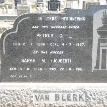 BLERK G.L., van 1866-1937 &amp; Sarah M. JOUBERT 1874-1961