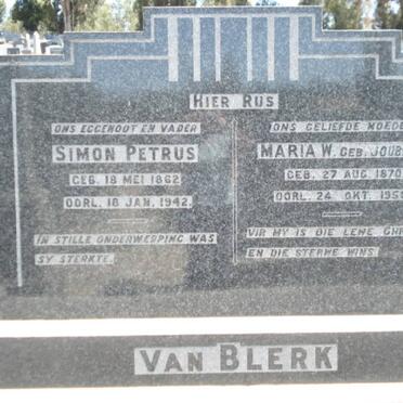 BLERK Simon Petrus, van 1862-1942 &amp; Maria W. JOUBERT 1870-1958