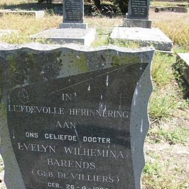 BARENDS Evelyn Wilhemina nee DE VILLIERS 1934-1970