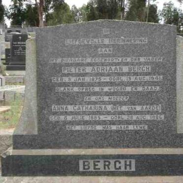 BERGH Pieter Adriaan 1875-1941 &amp; Anna Catharina VAN AARDE 1885-1966