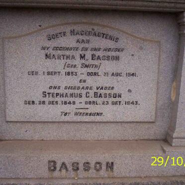 BASSON Stephanus C. 1848-1943 &amp; Martha M. SMITH 1853-1941