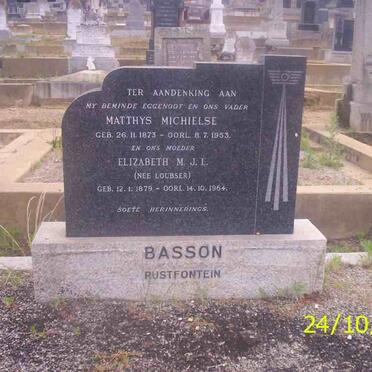 BASSON Matthys Michielse 1873-1953 &amp; Elizabeth M.J.L. LOUBSER 1879-1964