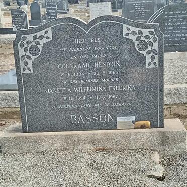 BASSON Coenraad Hendrik 1884-1965 &amp; Janetta Wilhelmina Fredrika 1894-1967