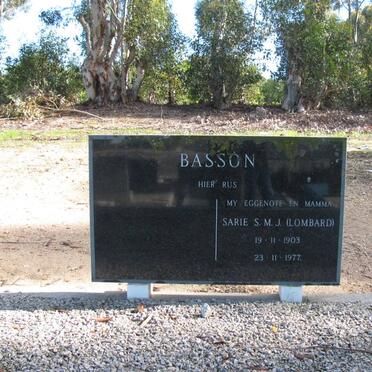 BASSON S.M.J. nee LOMBARD 1903-1977