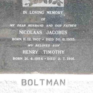 BOLTMAN Nicolaas Jacobus 1907-1955 :: BOLTMAN Henry Timothy 1954-1991