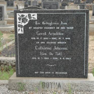 BOTHA Gerrit Arnoldus 1885-1946 Catharina Johanna DU TOIT 1895-1963