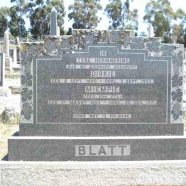 BLATT Dirkie 1890-1955 &amp; Miempie VAN ZYL 1893-1971