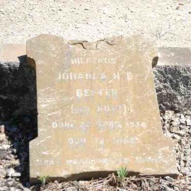 BESTER Johanna H.E. nee RUST -193?