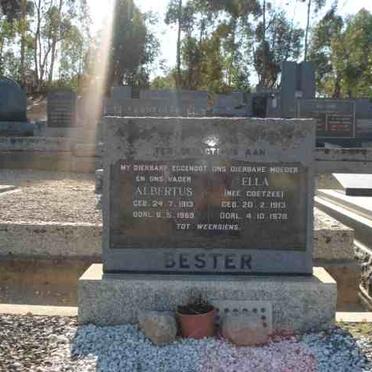 BESTER Albertus 1913-1969 &amp; Ella COETZEE 1913-1978