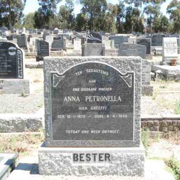 BESTER Anna Petronella nee GREEFF 1875-1946