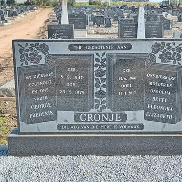 CRONJE George Frederik 1940-1979 &amp; Betty Eleonora Elizabeth 1944-2017