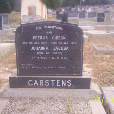 CARSTENS Petrus Gideon 1892-1957 &amp; Johanna Jacoba DE GOEDE 1894-1982