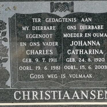 CHRISTIAANSEN Charles 1911-1981 &amp; Johanna Catharina 1920-2003