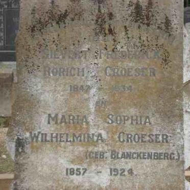 CROESER Sievert Frederick Rorich 1847-1934 &amp; Maria Sophia Wilhelmina BLACKENBERG 1857-1924