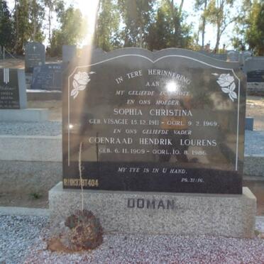 DOMAN Coenraad Hendrik Lourens 1909-1986 &amp; Sophia Christina VISAGIE 1911-1969