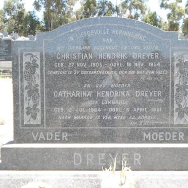 DREYER Christiaan Hendrik 1905-1954 &amp; Catharina Hendrika LOMBARD 1904-1981