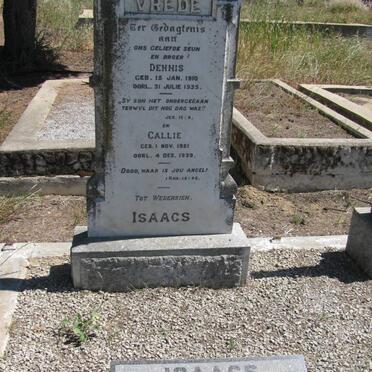 ISAACS Dennis 1910-1935 :: ISAACS Callie 1921-1939 :: ISAACS David Fred 1911-1992