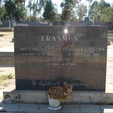 ERASMUS Jan Christoffel 1922-1966 &amp; Francina Christina 19??-1966 :: ERASMUS Francois 1956-1966