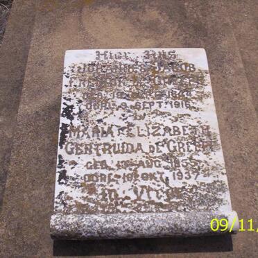 GREEFF Johannes Jacob Fredrik, de 1844-1916 &amp; Maria Elizabeth Gertruida 1855-1937